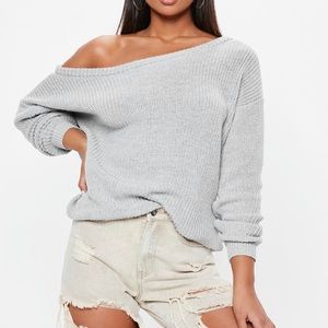 Grey Off the Shoulder Sweater | Missguided